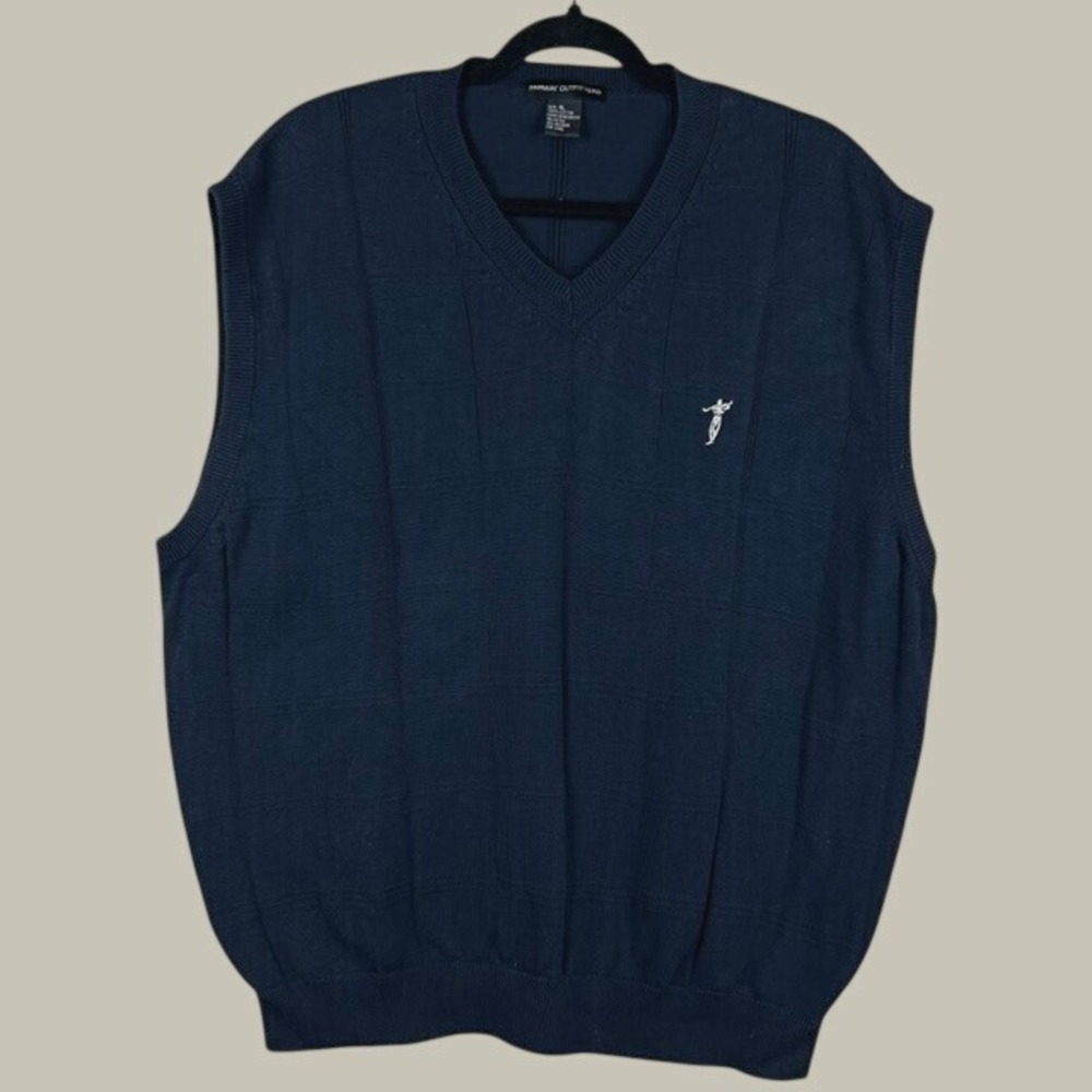 Fairway Outfitters Sweater Vest Navy Blue Textured Knit Golf Men XL